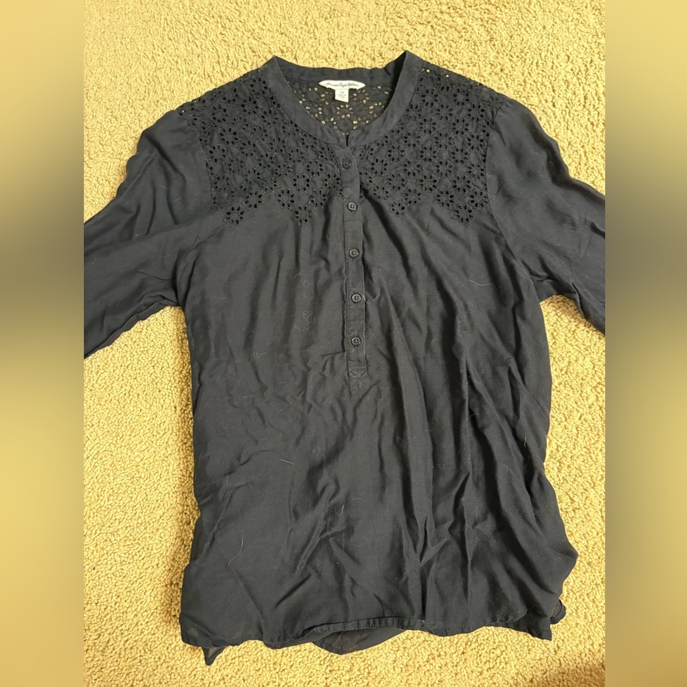 American Eagle Outfitters Black Button Down Shirt